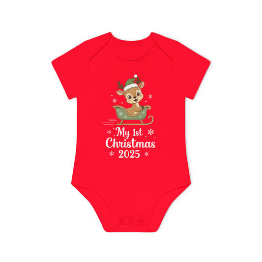 My 1st Christmas Reindeer 2025 Short Sleeve Bodysuit