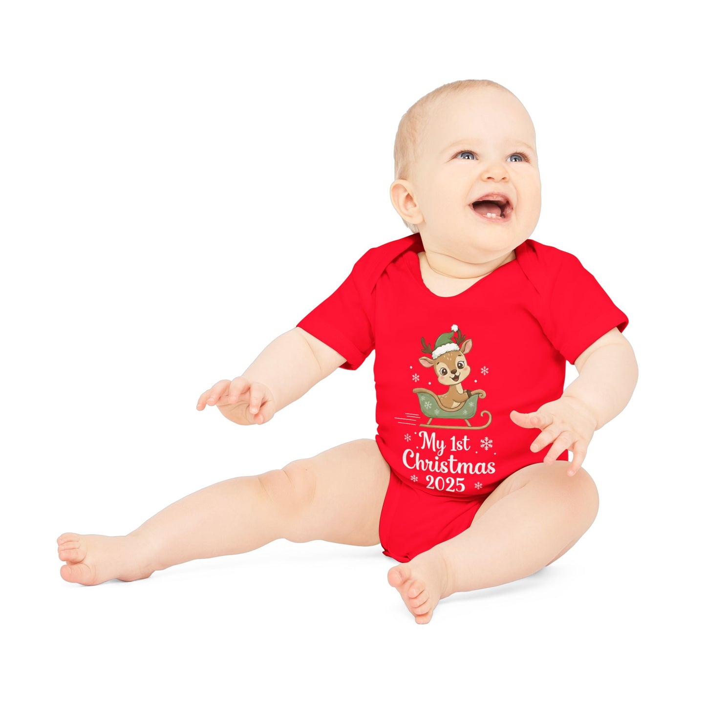 My 1st Christmas Reindeer 2025 Short Sleeve Bodysuit